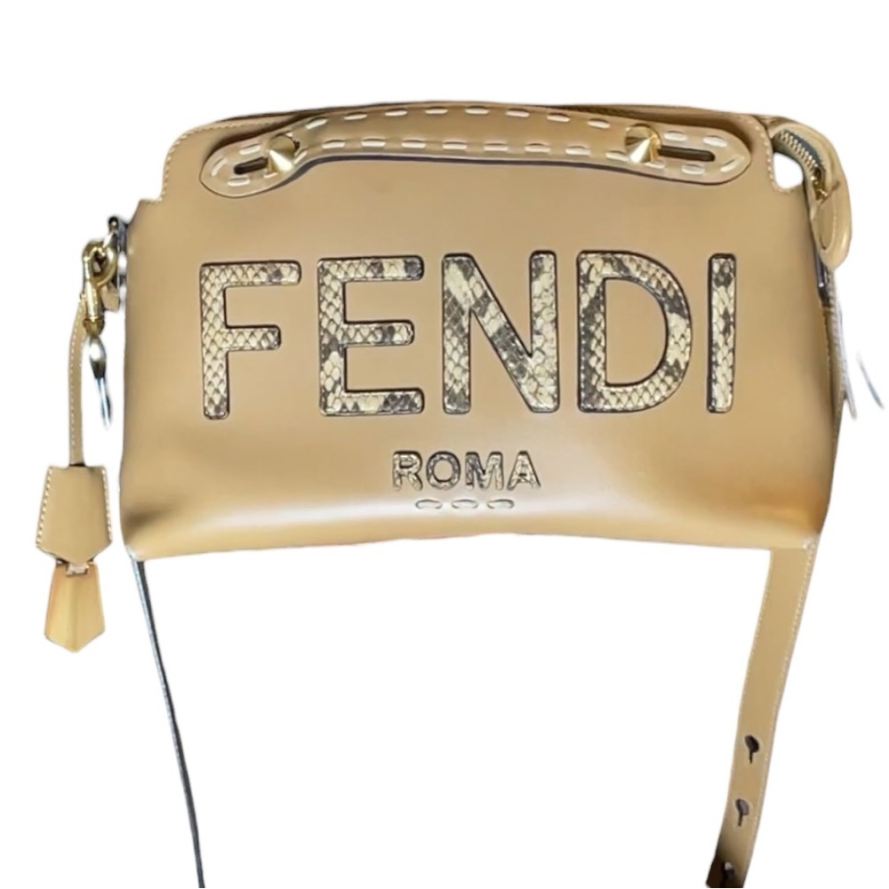 Fendi By The Way Medium Logo Python-Trim Leather … - image 6